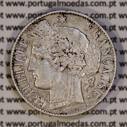 200 réis 1888 silver D. Carlos I, law of July 30 1891, 1 Franco 1888 of France, authorized to circulate for 200 réis in Portugal