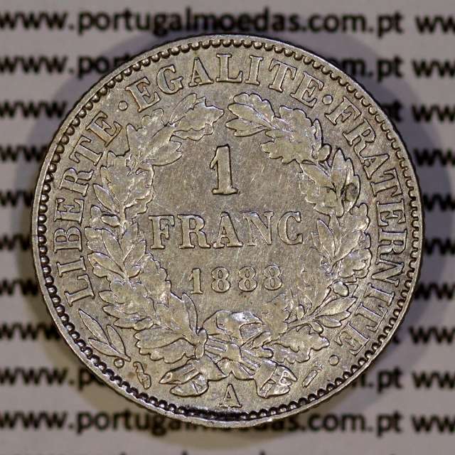 200 réis 1888 silver D. Carlos I, law of July 30 1891, 1 Franco 1888 of France, authorized to circulate for 200 réis in Portugal