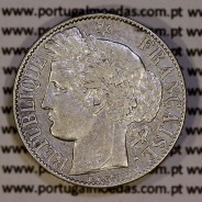 200 réis 1888 silver D. Carlos I, law of July 30 1891, 1 Franco 1888 of France, authorized to circulate for 200 réis in Portugal
