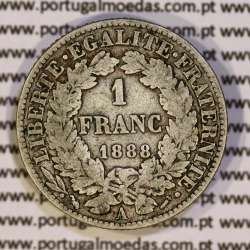 200 réis 1888 prata D. Carlos I (lei de 30 de Julho de 1891), 1 Franco prata 1888 França, autorizado a circular como 200 réis 45
