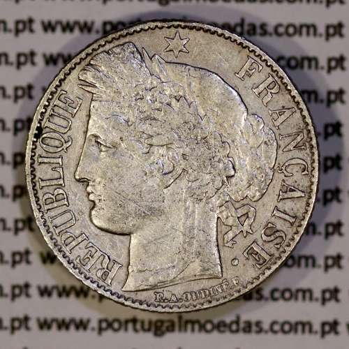 200 réis 1887 silver D. Carlos I, law of July 30 1891, 1 Franco 1887 of France, authorized to circulate for 200 réis in Portugal