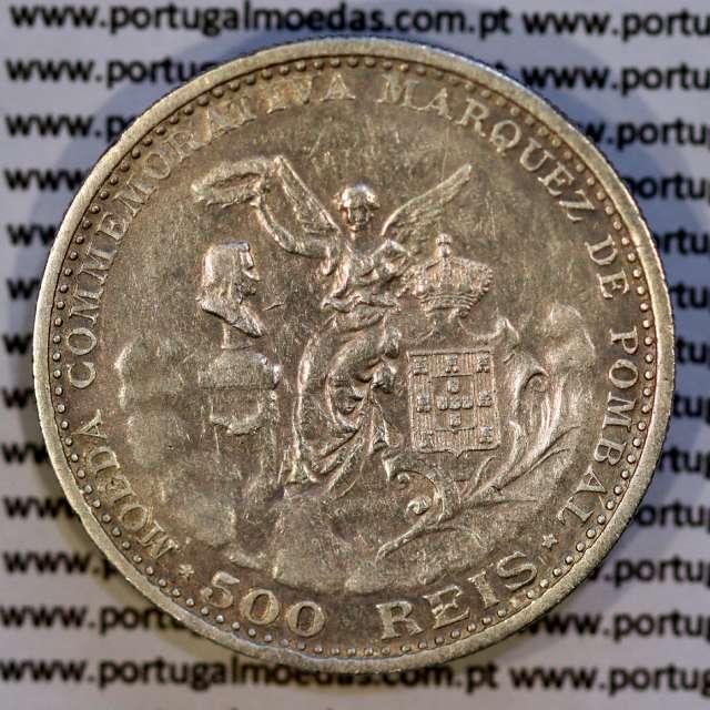 500 réis 1910 prata D. Manuel II, Marquês de Pombal, (MBC), World Coins Portugal KM 557