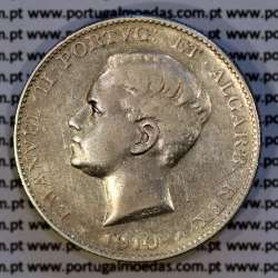Portugal, silver coin 500 réis 1910 of D. Manuel II, Marquês de Pombal Commemorative, (VF), World Coins Portugal KM 557 02