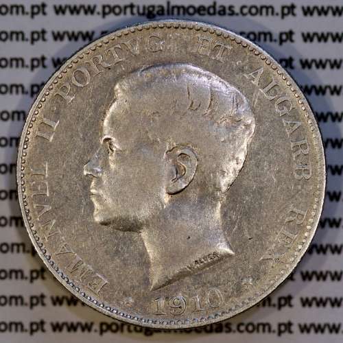 500 réis 1910 prata D. Manuel II, Comemorativa Marquês de Pombal, (MBC),  World Coins Portugal KM 557 04