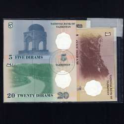 Tajikistão - Lote de 9 Notas Diferentes - Serie 1994-1999 (Não Circuladas)