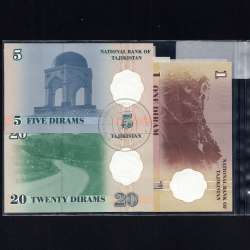 Tajikistão - Lote de 8 Notas Diferentes - Serie 1994-1999 (Não Circuladas)