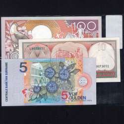 Suriname - Lot of 3 Different Banknotes - Series 1963-2000 (Uncirculated)