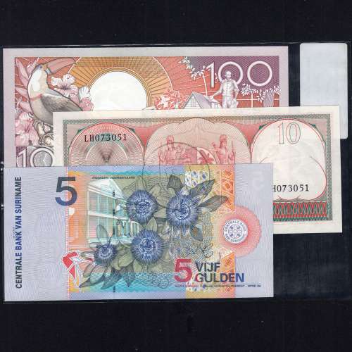 Suriname - Lote de 3 notas Diferentes - SERIE 1963-2000 (Não Circuladas)