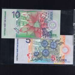 Suriname - Lote de 5 Notas Diferentes - Serie 1963-2000 (Não Circuladas)