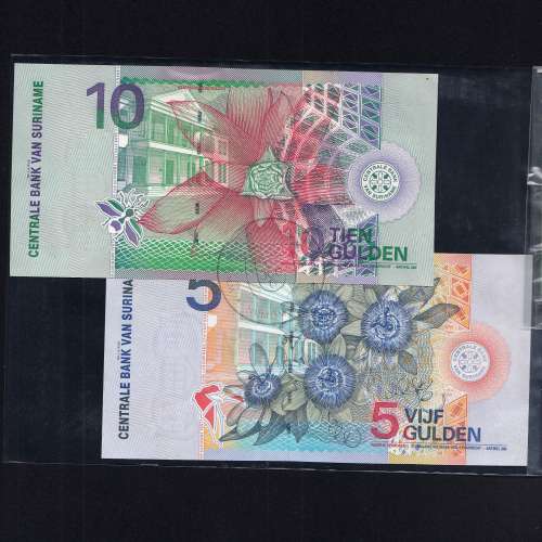 Suriname - Lote de 5 Notas Diferentes - Serie 1963-2000 (Não Circuladas)