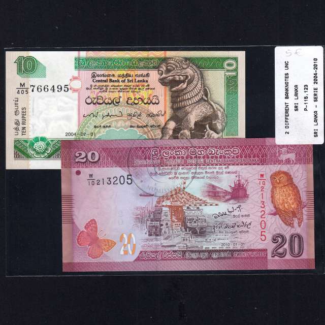 Sri Lanka - Lote de 2 Notas Diferentes - Serie 2004-2010 (Não Circuladas)