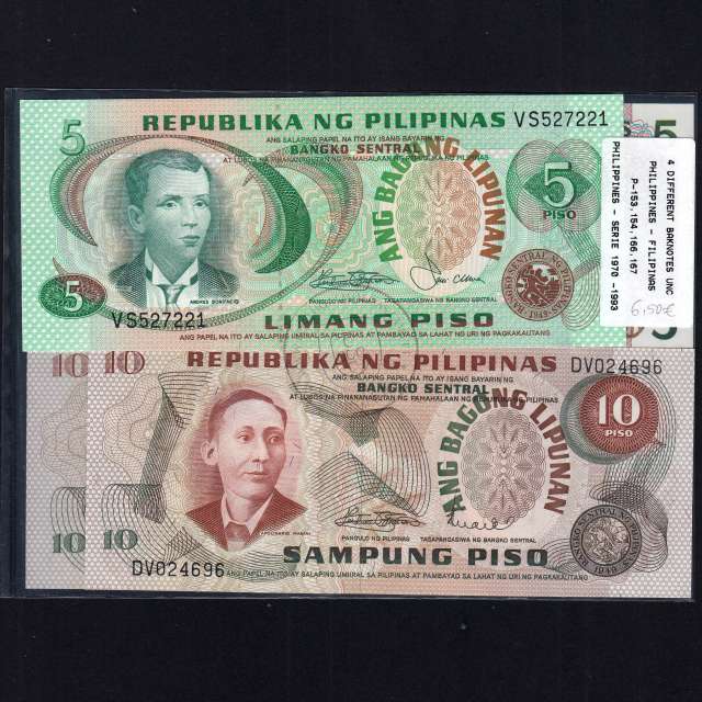 Philippines - Lot of 4 Different Banknotes - Series 1973-1993 (Uncirculated)