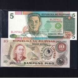 Filipinas - Lote de 4 Notas Diferentes - Serie 1970-1993 (Não Circuladas)