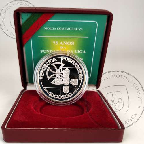 Prata Proof, 1000 Escudos 1998 Liga dos Combatentes, 1000$00 1998 Prata Proof em estojo, World Coins KM 714a 02