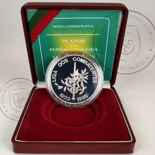 Portugal, 1000 Escudos 1998 75th Anniversary of League of Combatants 1923 -1998, silver Proof, with case, World Coins KM714a 09