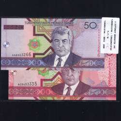 Turkmenistan - Lot of 2 Different Banknotes - Series 2005 (Uncirculated)
