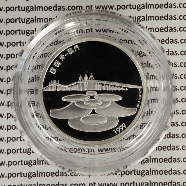 Proof 500 Escudos 1999 Macau, moeda prata Proof 500$00 1999 Macau, World Coins Portugal KM 723a