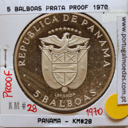 Panama, 5 Balboas 1970 Silver Proof, XI Central American and Caribbean Sports Games 1970, World Coins Panama KM28. B