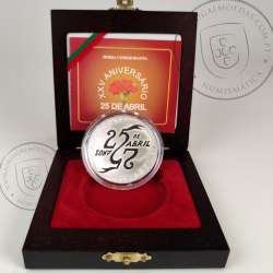 Portugal, 1000 Escudos 1999 Revolution of April 25, 25th Anniversary 1974-1999, silver Proof, with case, World Coins KM715a 09
