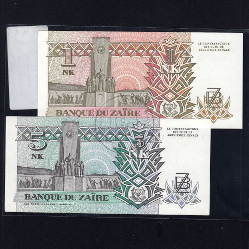 Zaire - Lot of 6 Different Banknotes -Series 1993 (Uncirculated)