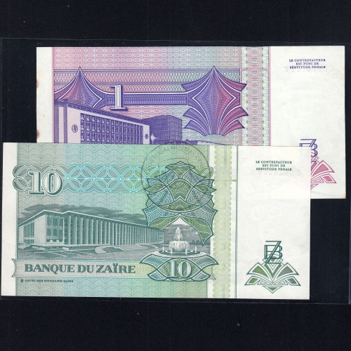 Zaire - Lot of 6 Different Banknotes -Series 1993 (Uncirculated)