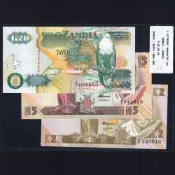 Zambia - Lote de 3 Notas Diferentes-Serie 1980-1992 (Não Circuladas)