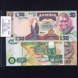 Zambia - Lote de 4 Notas Diferentes-Serie 1980-1992 (Não Circuladas)
