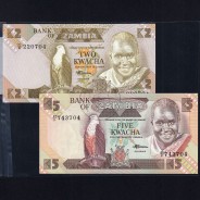 Zambia - Lot of 4 Different Banknotes - Series 1980-1992 (Uncirculated)