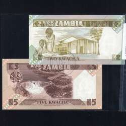 Zambia - Lote de 4 Notas Diferentes-Serie 1980-1992 (Não Circuladas)