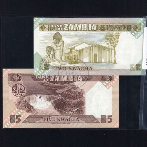 Zambia - Lote de 4 Notas Diferentes-Serie 1980-1992 (Não Circuladas)