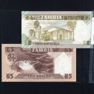 Zambia - Lot of 4 Different Banknotes - Series 1980-1992 (Uncirculated)
