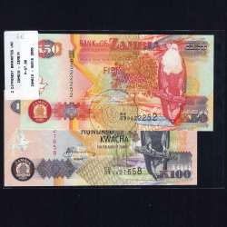 Zambia - Lot of 2 Different Banknotes - 2006 Series (Uncirculated) Zambia - Lot of 2 Different Banknotes - 2006 Series (Uncirculated)