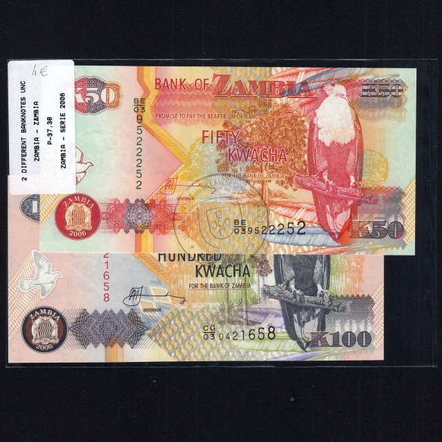 Zambia - Lot of 2 Different Banknotes - 2006 Series (Uncirculated)