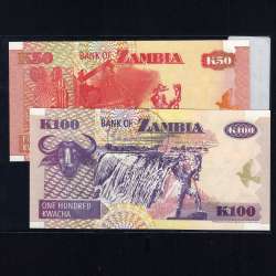 Zambia - Lot of 2 Different Banknotes - 2006 Series (Uncirculated) Zambia - Lot of 2 Different Banknotes - 2006 Series (Uncirculated)