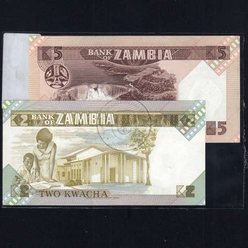 Zambia - Lote de 2 Notas Diferentes - Serie 1980-1988 (Não Circuladas)