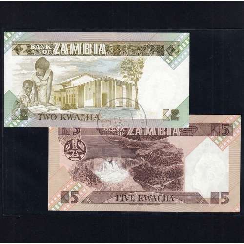 Zambia - Lote de 8 Notas Diferentes-Serie 1980-1992 (Não Circuladas)