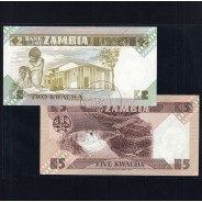Zambia - Lot of 8 Different Banknotes - Series 1980-1992 (Uncirculated)