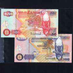 Zambia - Lote de 8 Notas Diferentes-Serie 1980-1992 (Não Circuladas)