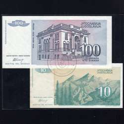 Jugoslávia - Lote de 8 Notas Diferentes - Serie 1992-1994 (Não Circuladas) Jugoslávia - Lote de 8 Notas Diferentes - Serie 1992-1994 (Não Circuladas)