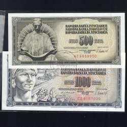 Jugoslávia - Lote de 7 Notas Diferentes - Serie 1968-1981 (Não Circuladas)