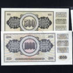 Jugoslávia - Lote de 7 Notas Diferentes - Serie 1968-1981 (Não Circuladas)