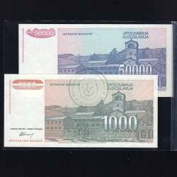 Jugoslávia - Lote de 6 Notas Diferentes - Serie 1992-1994 (Não Circuladas)