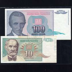 Jugoslávia - Lote de 6 Notas Diferentes - Serie 1992-1994 (Não Circuladas)