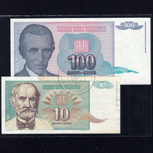 Jugoslávia - Lote de 6 Notas Diferentes - Serie 1992-1994 (Não Circuladas)