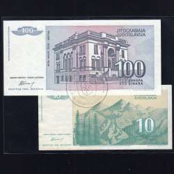 Jugoslávia - Lote de 6 Notas Diferentes - Serie 1992-1994 (Não Circuladas)