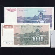Jugoslávia - Lote de 4 Notas Diferentes - Serie 1993-1994 (Não Circuladas)