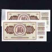 Yugoslavia - Lot of 2 Different Banknotes - Series 10 Dinara (Uncirculated)