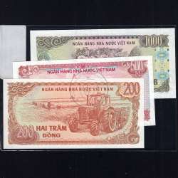 Vietname - Lote de 3 Notas Diferentes - Serie 1987-1988 (Não Circuladas)