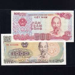 Vietname - Lote de 6 Notas Diferentes - Serie 1987-1991 (Não Circuladas)