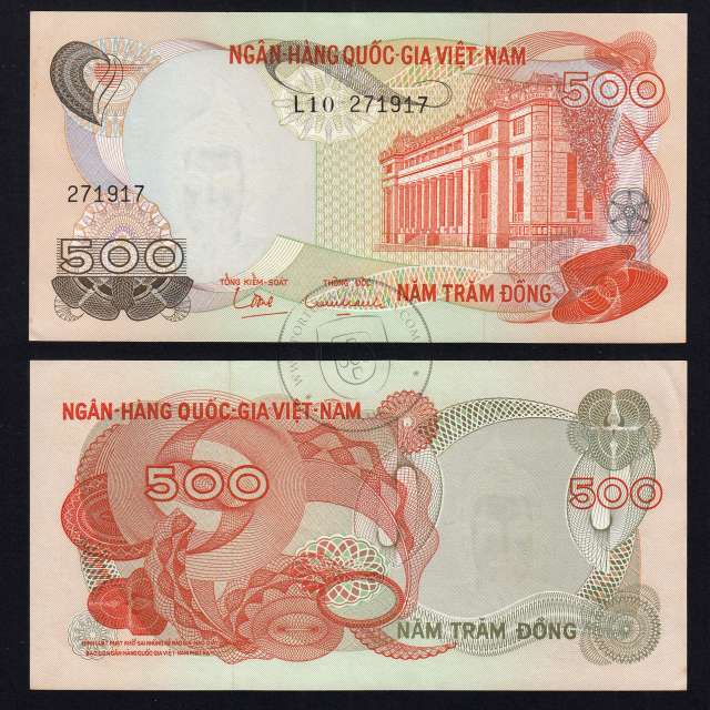 Vietname do Sul - Nota 500 Dong 1970 (Não Circulada) - Pick 28